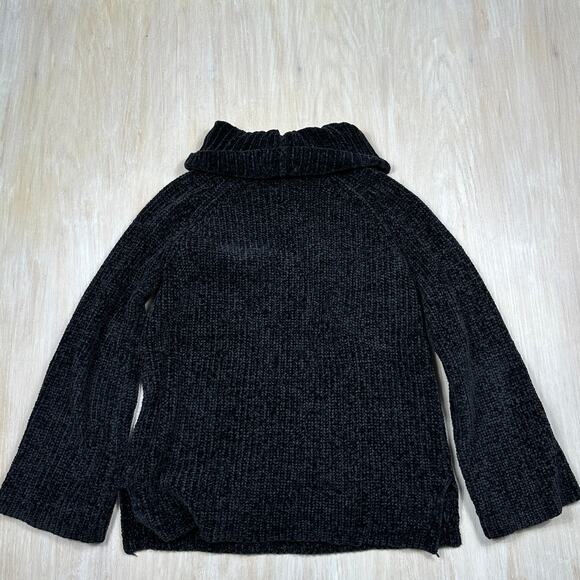 Lucky Brand Black Chenille Ribbed Knit Turtleneck Pullover Cozy Sweater Medium - Picture 10 of 13